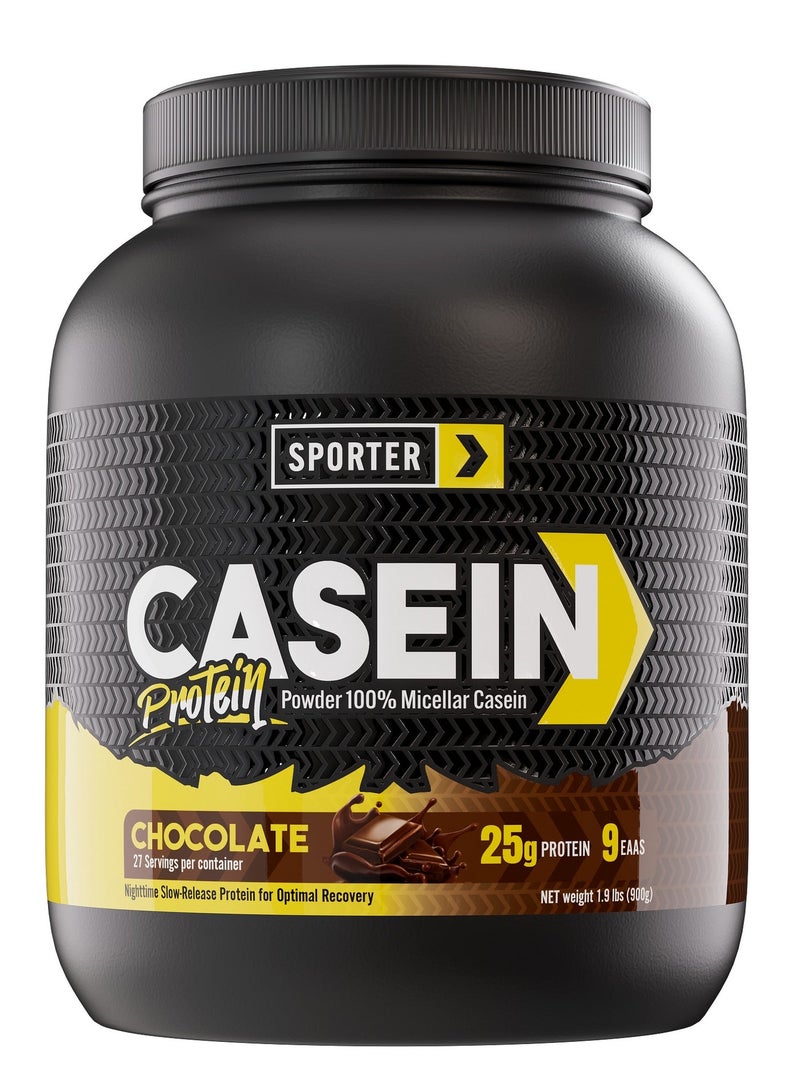 Sporter Casein Protein, Micellar Casein, Slow-Digesting, 25.4g Protein per Serving, 1.9 lbs, Muscle Recovery (900g, Chocolate) - Image 1
